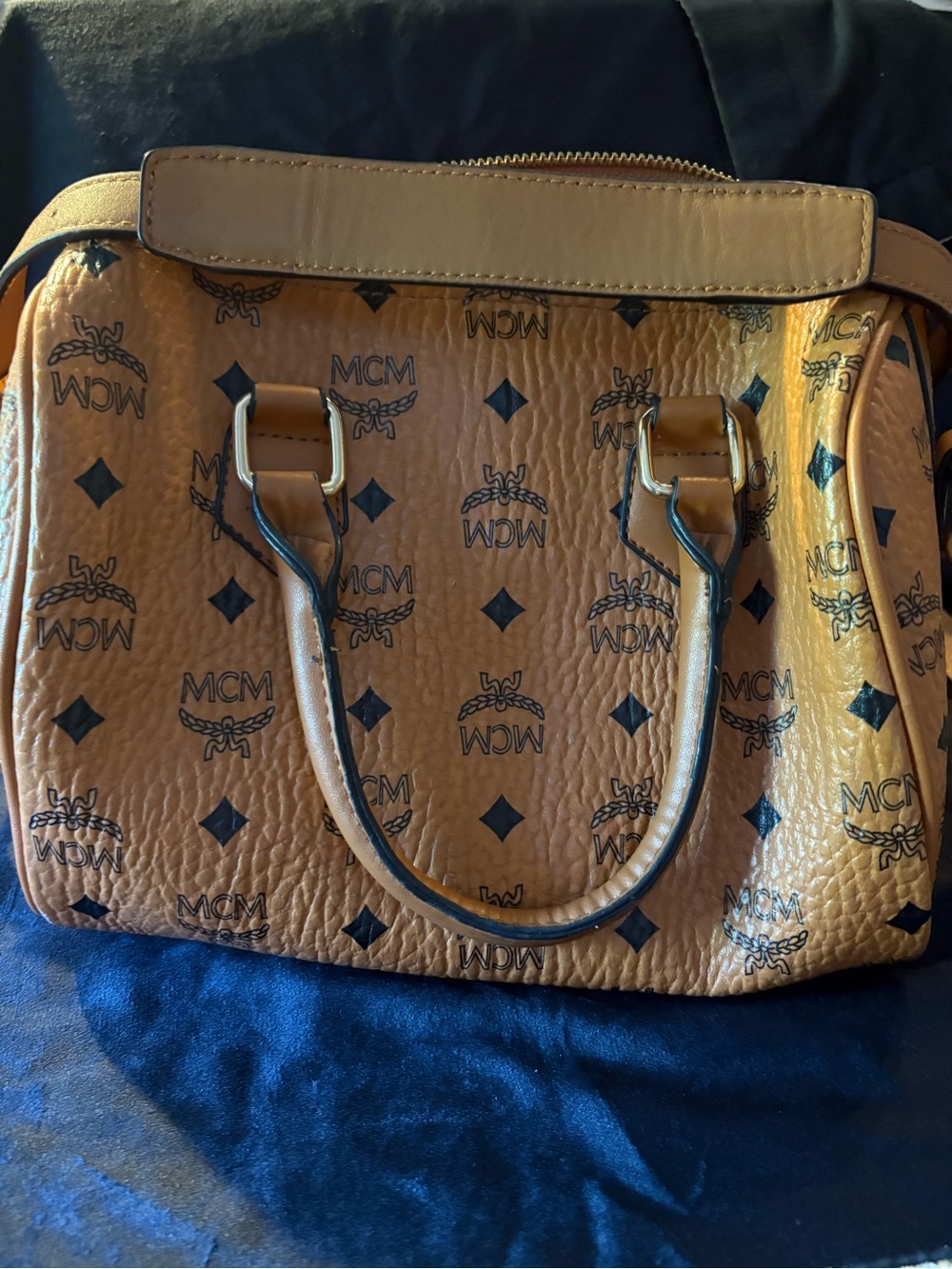 Visetos Studded Satchel in Cognac Brown - Picture 2 of 4